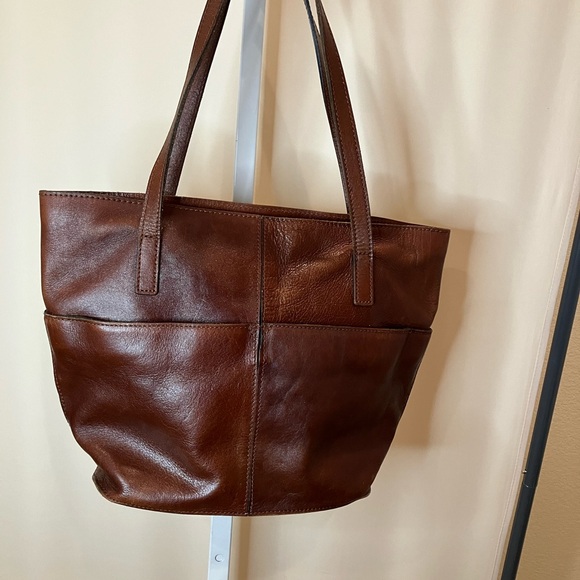 Patricia Nash mahogany brown satchel with two shoulder straps. - Picture 2 of 6
